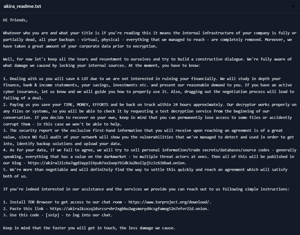 Akira: A Threat Profile | Vali Cyber